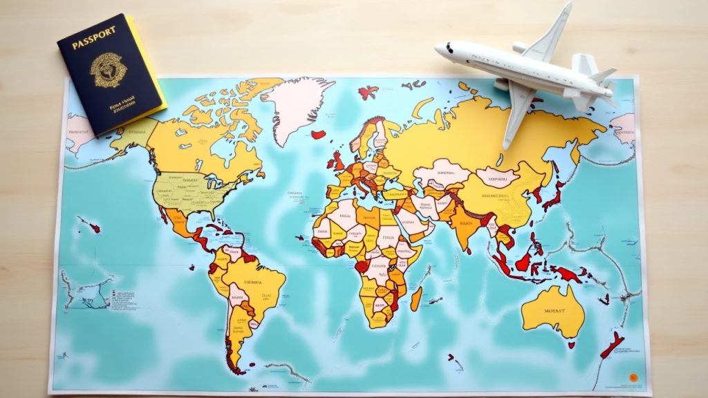 Travel planning flat lay