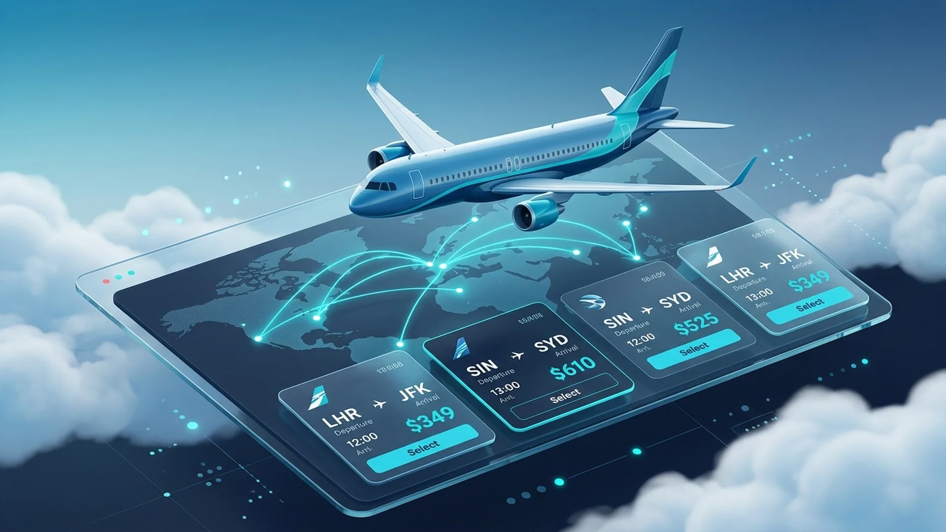Traveler searching and comparing cheap flight deals on laptop