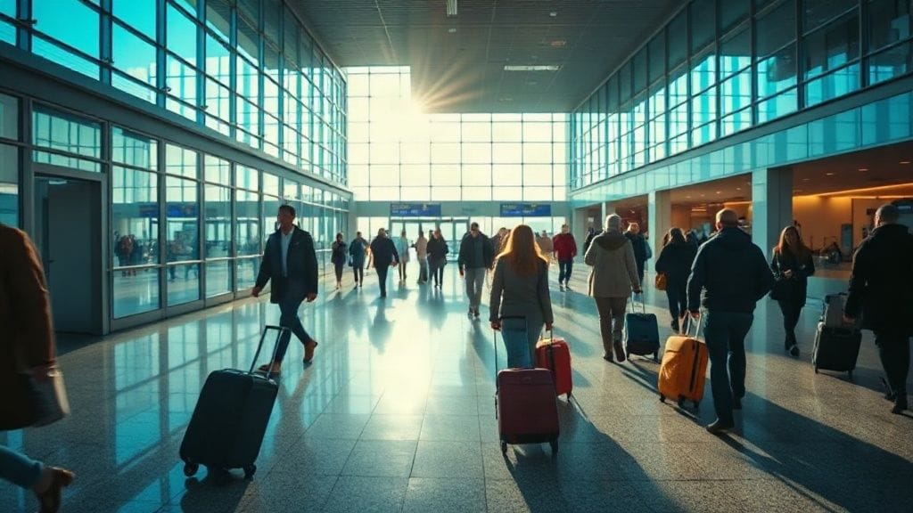 Airport layover times guide showing terminal connections and baggage transfer