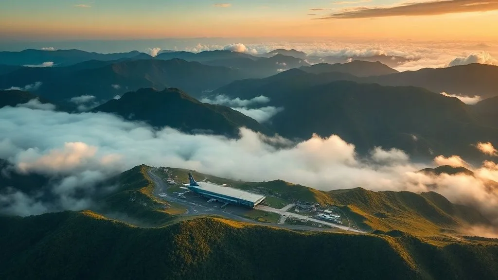 Aerial view of Chiang Mai International Airport showing terminals and surrounding city, relevant to flying into Chiang Mai