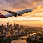 Traveller searching for cheaper airfares Melbourne on a laptop with a flight calendar open