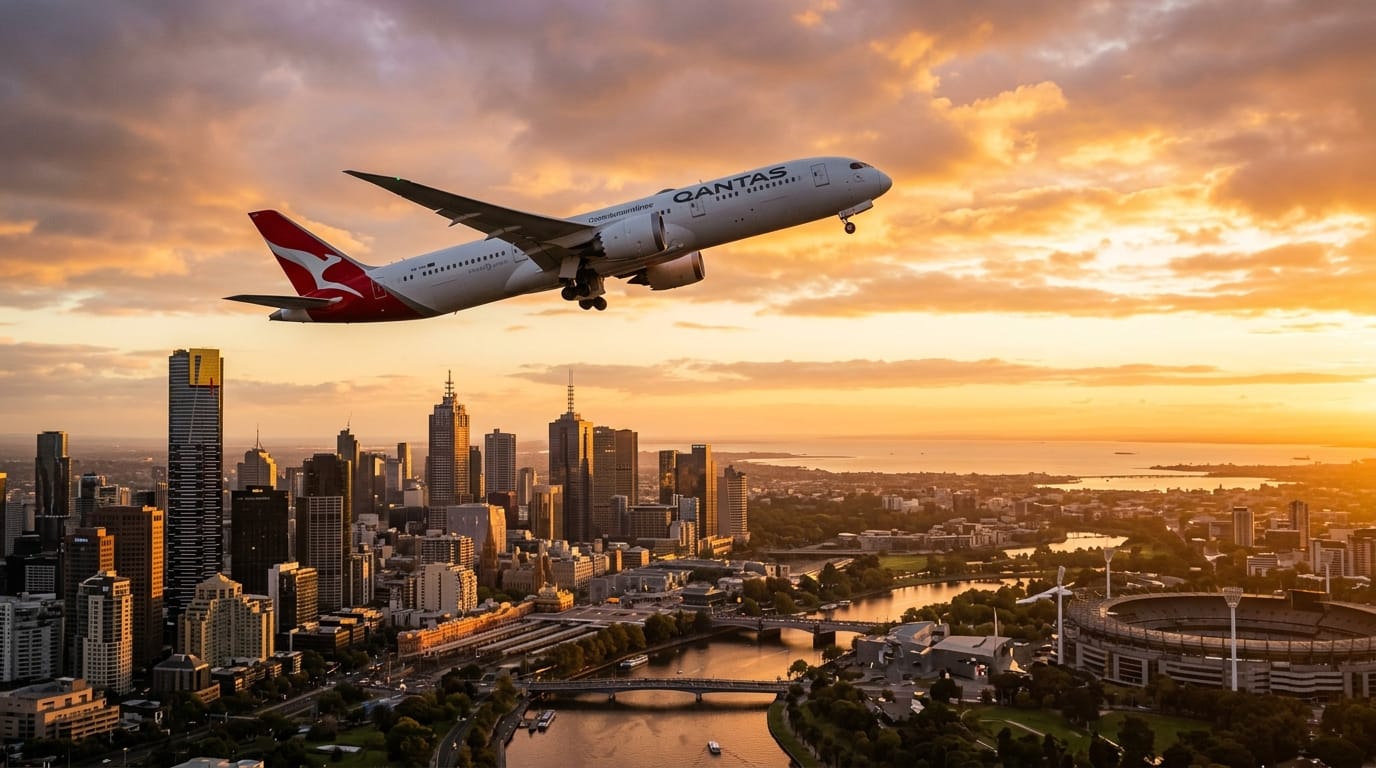 Traveller searching for cheaper airfares Melbourne on a laptop with a flight calendar open